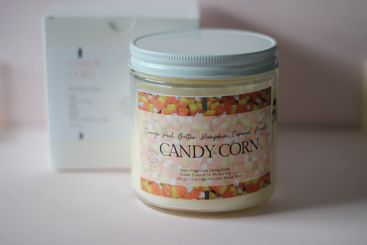 Candy Corn | 10 oz and 6 oz | Clear Glass Jar | Soy Candle
