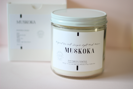 Muskoka | 10 oz and 6 oz | Clear Glass Jar | Soy Candle