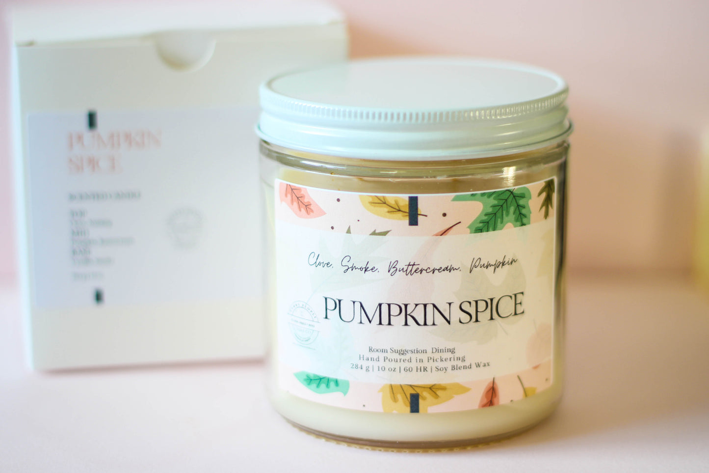 Pumpkin Spice | 10 oz and 6 oz | Clear Glass Jar | Soy Candle