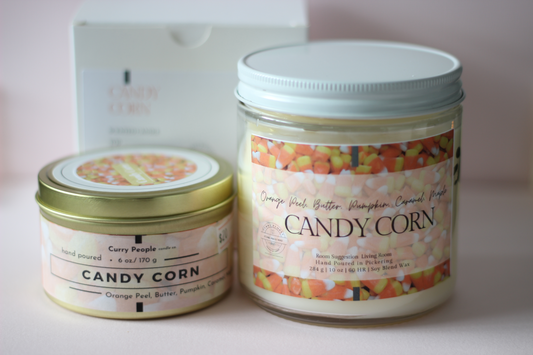 Candy Corn | 10 oz and 6 oz | Clear Glass Jar | Soy Candle