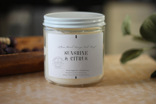 Sunshine and Citrus | 10 oz and 6 oz | Clear Glass Jar | Soy Candle